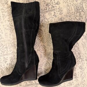 Black Suede Wedge Boots